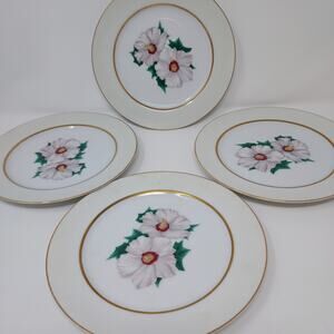 Kent Tropical Pattern Set of 4 Salad Plates 7.5" Occupied Japan Vintage 1950